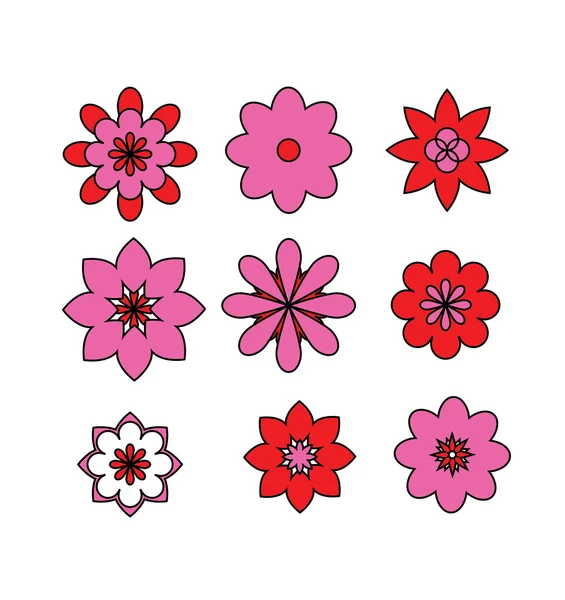Conjunto de flor rosa para fondo — Vector de stock