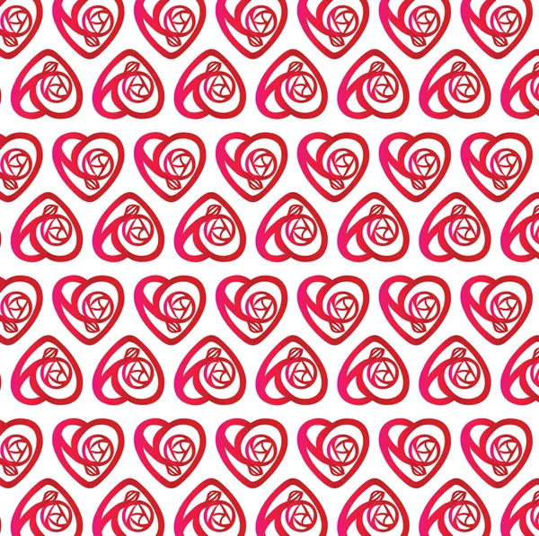 Red Heart and Rose pattern wallpaper for background — Stock Vector