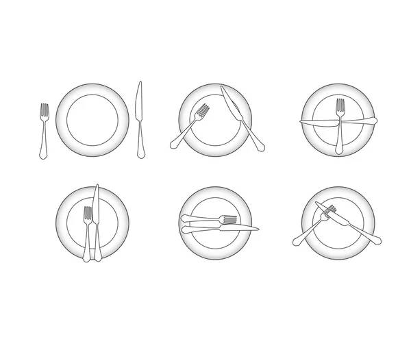 Dining etiquette,Utensils signal — Stock Vector