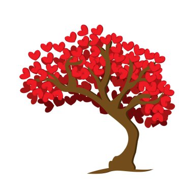 Abstract tree made with hearts. Vector