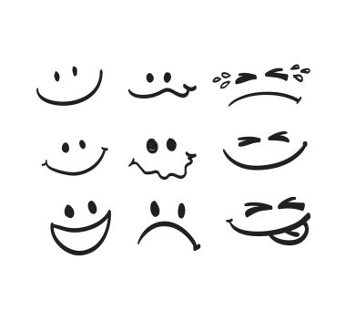 Set of Hand draw cartoon emotion vector clipart