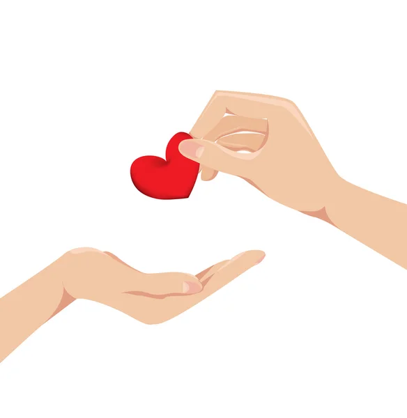Hou van concept van hand hart geven elkaar vectorillustratie — Stockvector