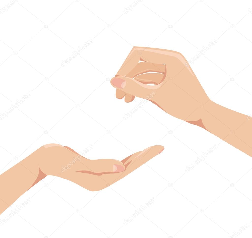 Two human arms concept give and receive Vector illustration