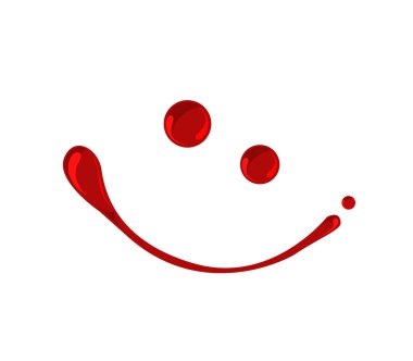 Kan, reçel, ketçap ya da kırmızı boya damlacıkları smiley vektör