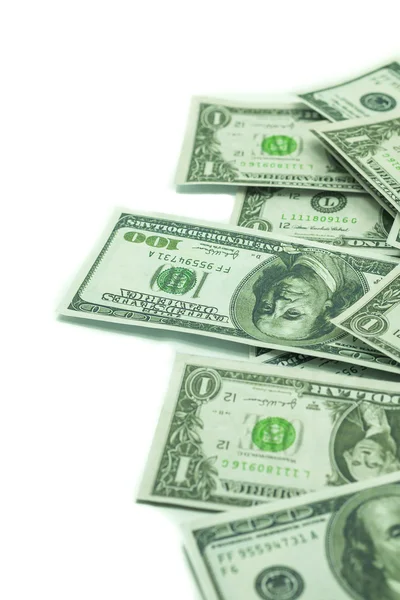 One hundred dollars and one dollars pile as background. — Stock Photo, Image