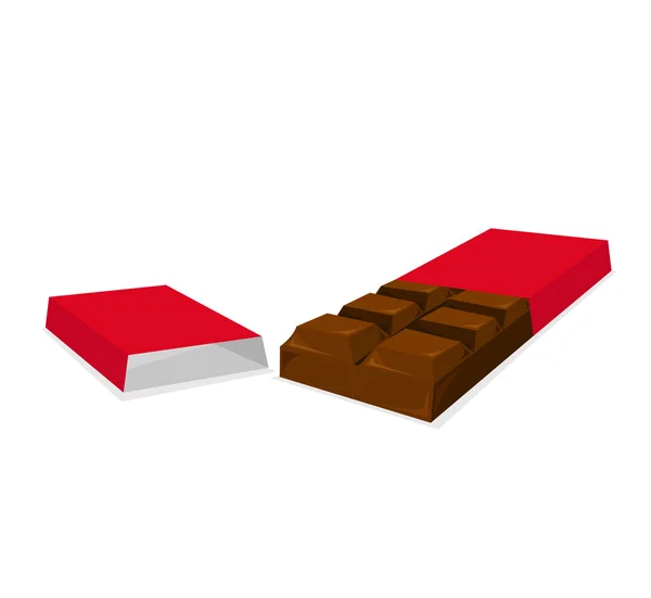 แถบช็อคโกแลตที่มีเวกเตอร์แพกเกจสีแดง — ภาพเวกเตอร์สต็อก
