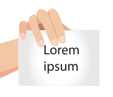 kadın eli boş kağıt beyaz zemin üzerine izole holding