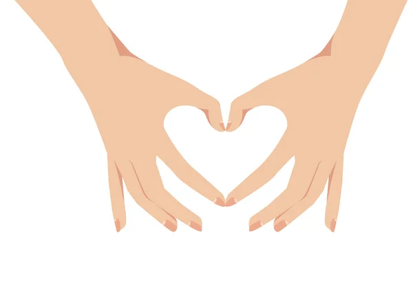 Frauenhände bilden ein Herz-Symbol-Vektorbild — Stockvektor