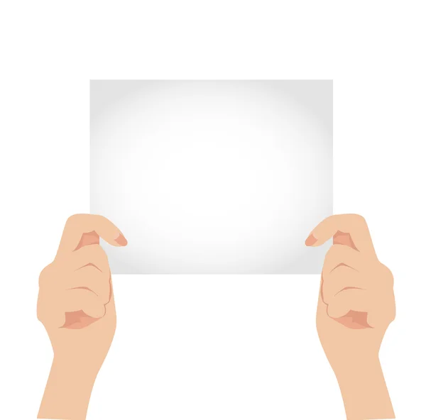 Beyaz boş kağıt tutan kadının iki el vektör — Stok Vektör