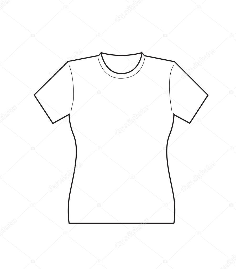 Front white Female T-shirt template Stock Vector Image by Throughout Blank T Shirt Outline Template