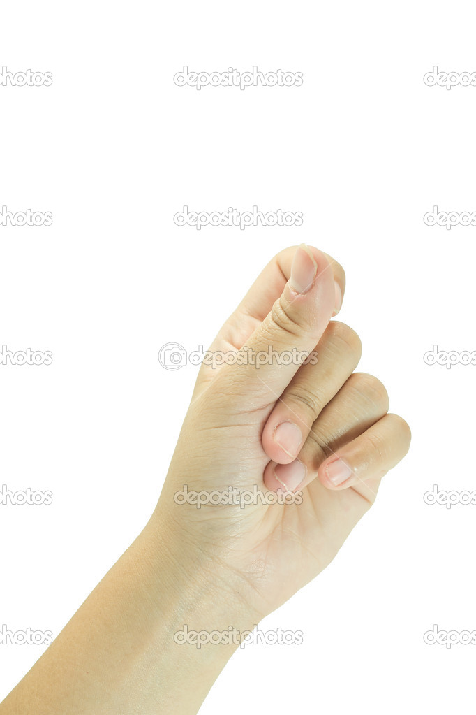 female hand snapping  finger snap  isolated on white