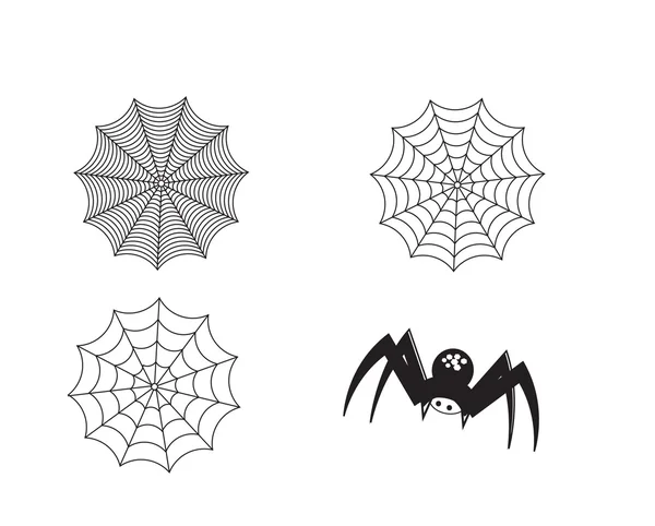 Siluet örümcek ve web — Stok Vektör