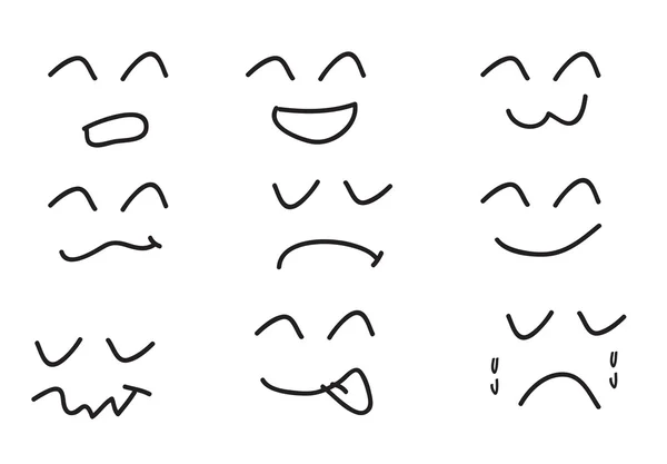 Conjunto de mano dibujar vector emoción de dibujos animados — Vector de stock