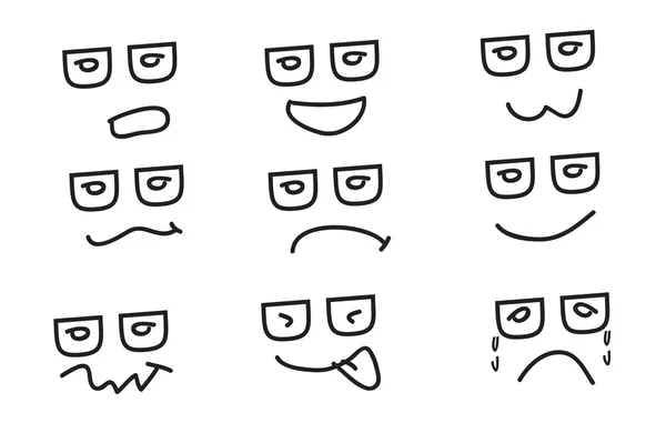 Set van hand tekenen cartoon emotie vector — Stockvector