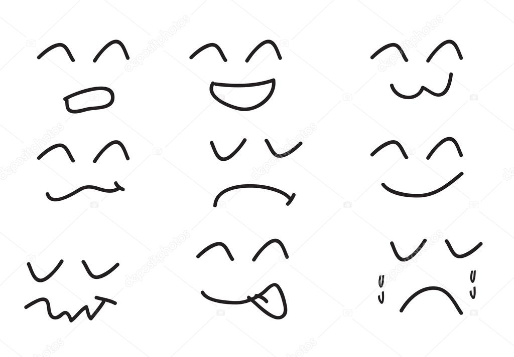 Set of Hand draw cartoon emotion vector