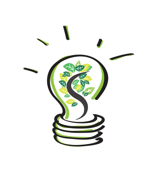 Ecologia Pensare lampadina verde vettoriale illustrazione — Vettoriale Stock