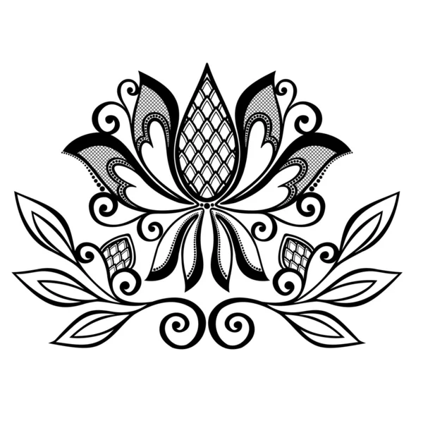 Flor decorativa con hojas — Vector de stock