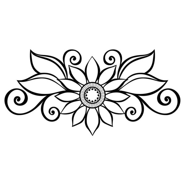 Flor decorativa con hojas — Vector de stock