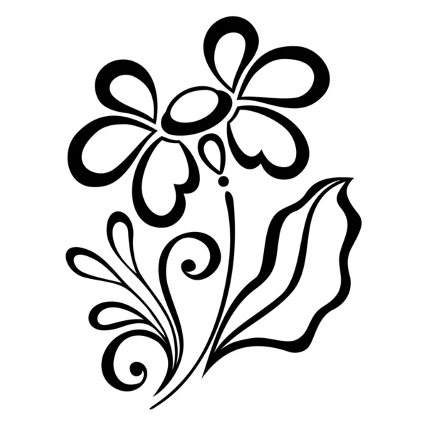 Flor decorativa con hojas — Vector de stock