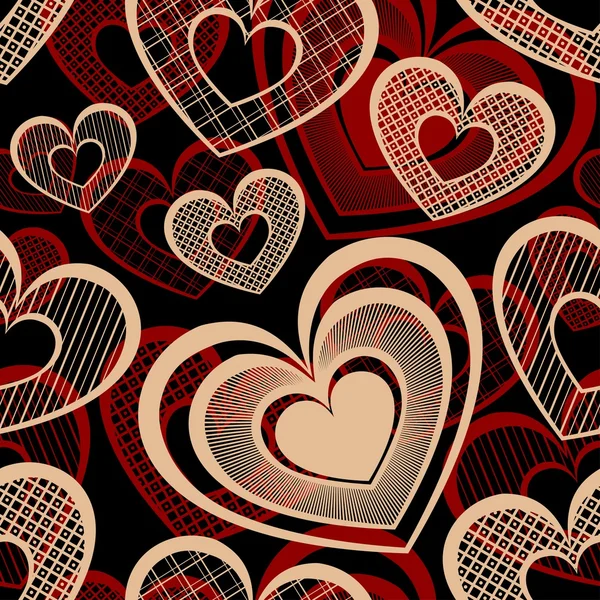 Vector Seamless Pattern with Hearts — Stock Vector