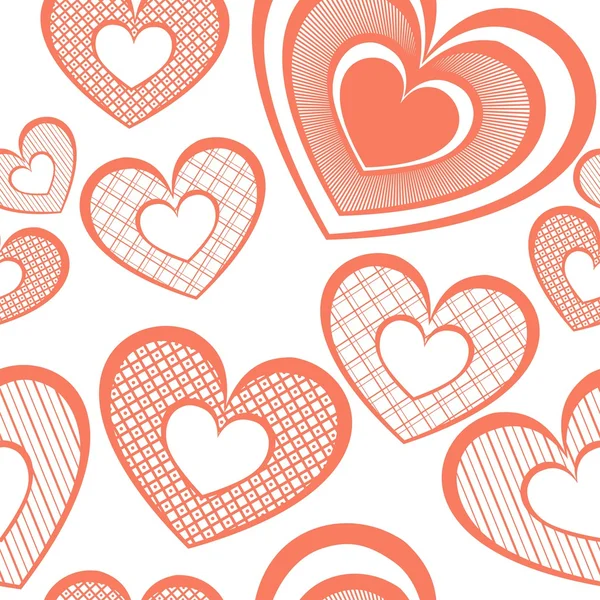 Vector Seamless Pattern with Hearts — Stock Vector