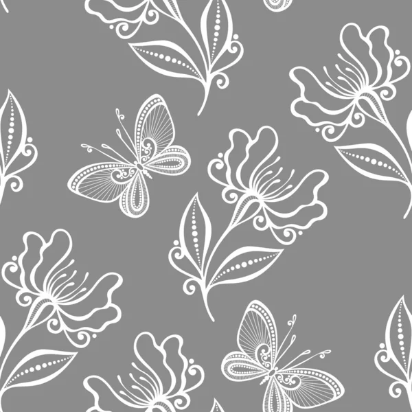 Seamless Floral Pattern with Insects (Vector) — Stock Vector