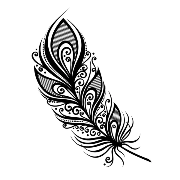 Pluma decorativa sin igual (Vector ) — Vector de stock