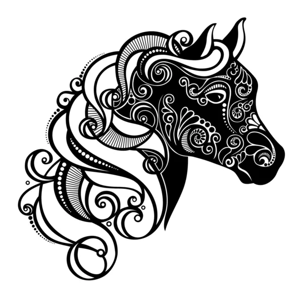 Caballo decorativo vectorial con crin estampada — Vector de stock