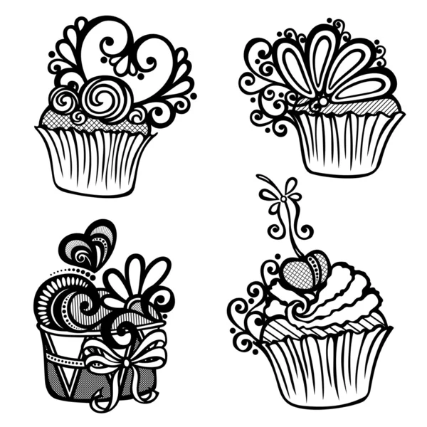 Vector Set of Ornate Cakes — Stock Vector