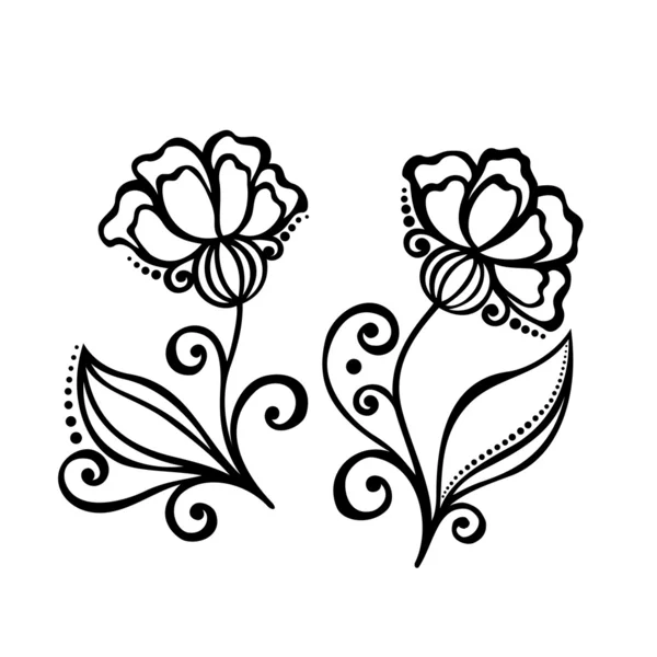 Hermosa flor decorativa con hojas (Vector ) — Vector de stock