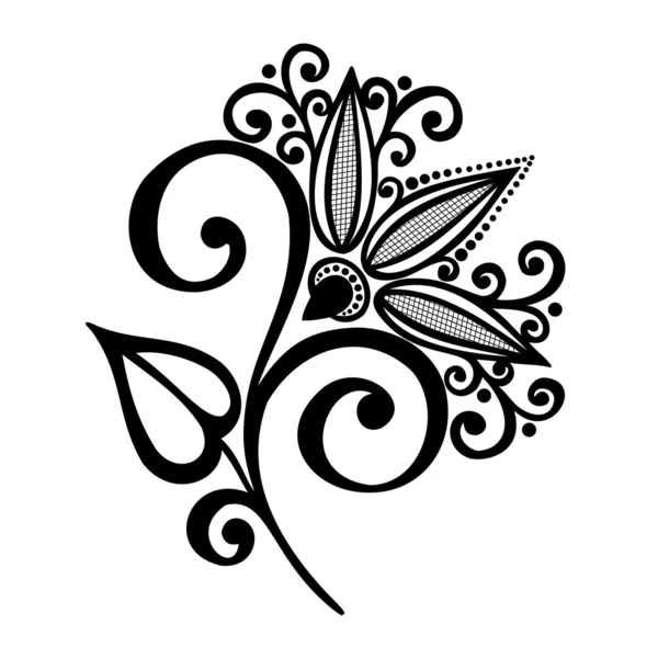 Prachtige decoratieve flower met bladeren (vector) — Stockvector