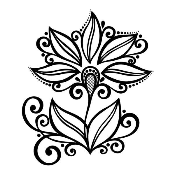 Красивый декоративный цветок с листьями (вектор ) — стоковый вектор