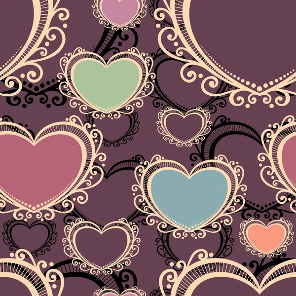 Vector Seamless Pattern with Hearts — Stock Vector