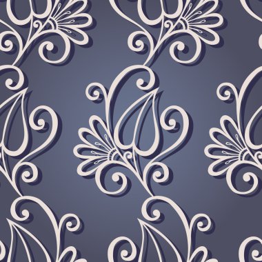 yaprakları ile sorunsuz süslü çiçek desenli