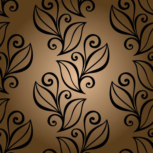 Seamless Ornate Floral Pattern with Leaves — Stock Vector