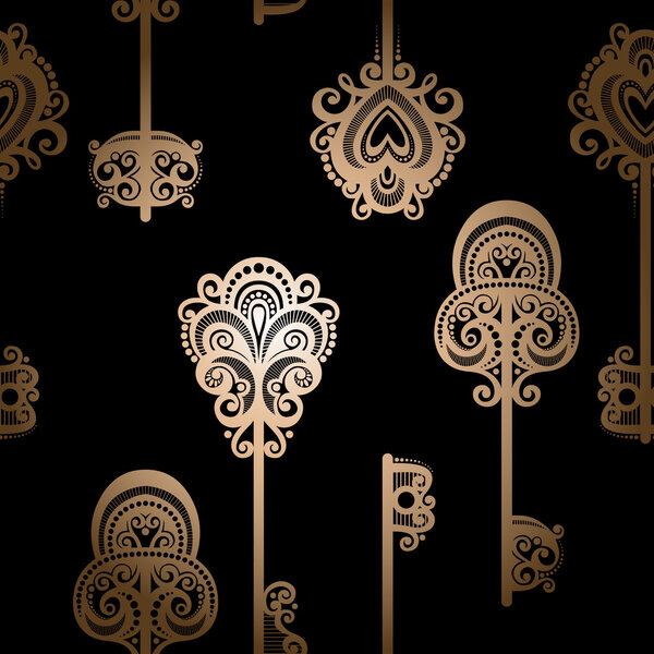 Seamless Ornate Pattern with Keys