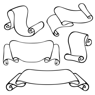 vintage kontur scrolls değişik şekillerde kümesi