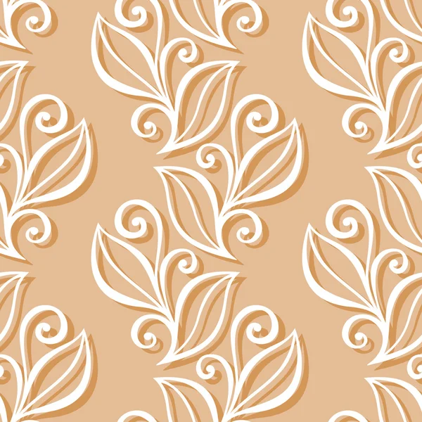 Motif floral orné sans couture avec feuilles — Image vectorielle