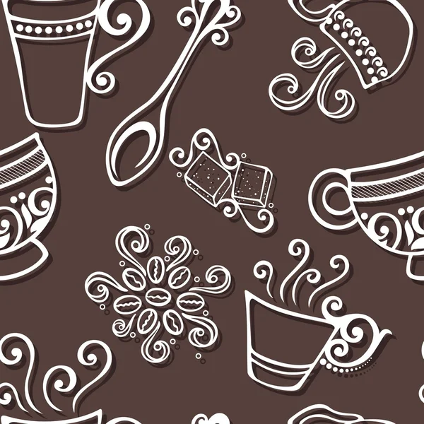 Seamless Pattern with Cups of Coffee (Vector) — Stock Vector