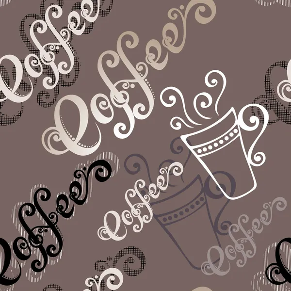 Бесшовный узор с чашками кофе (вектор ) — стоковый вектор