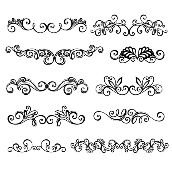 Kalligrafikus határok és oldal dekoráció — Stock Vector