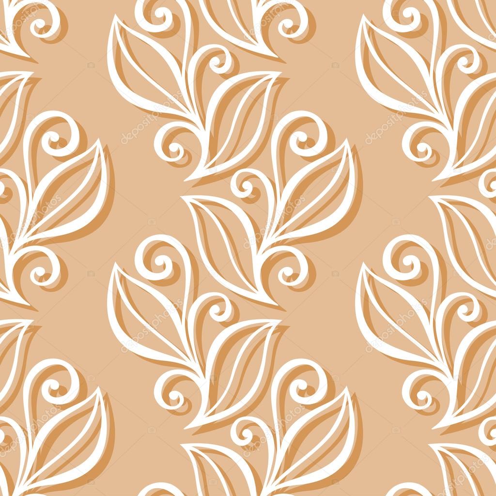 Seamless Ornate Floral Pattern with Leaves