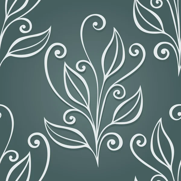 Motif floral orné sans couture avec feuilles — Image vectorielle