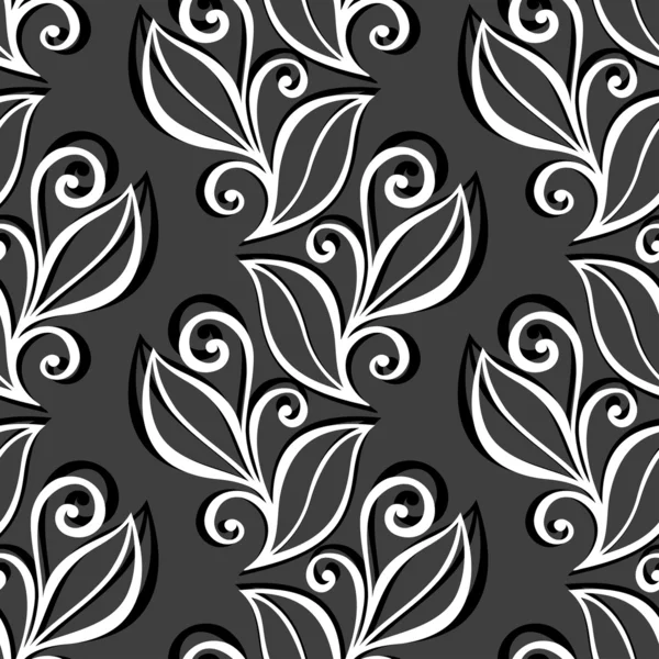 Motif floral orné sans couture avec feuilles — Image vectorielle