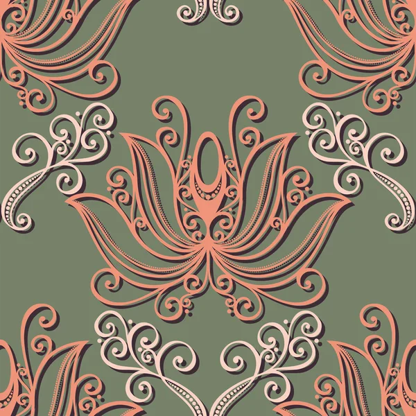 Patrón floral adornado sin costuras — Vector de stock