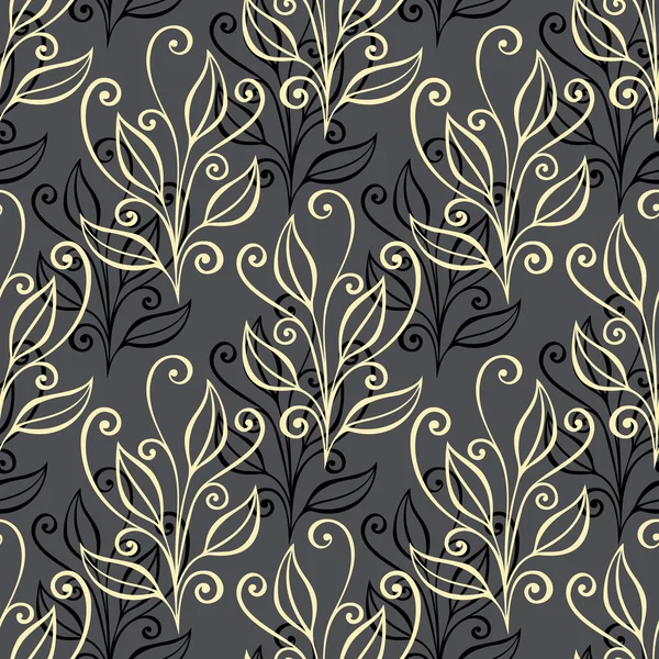 Seamless Floral Pattern with Leaves — Stock Vector