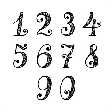 Set of Vintage Numbers clipart