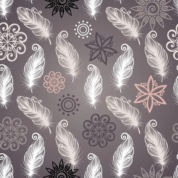 Seamless Pattern with Feathers — Stock Vector
