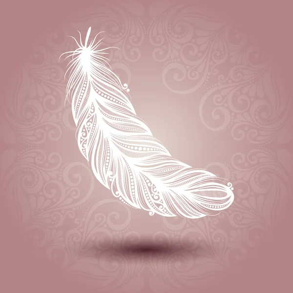 Vector Template with Peerless Feather in Ornate Background — Stock Vector