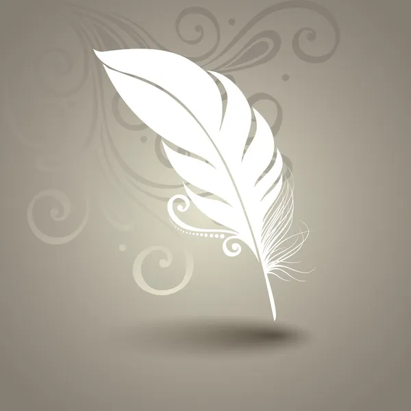 Plantilla vectorial con pluma sin igual en fondo adornado — Vector de stock